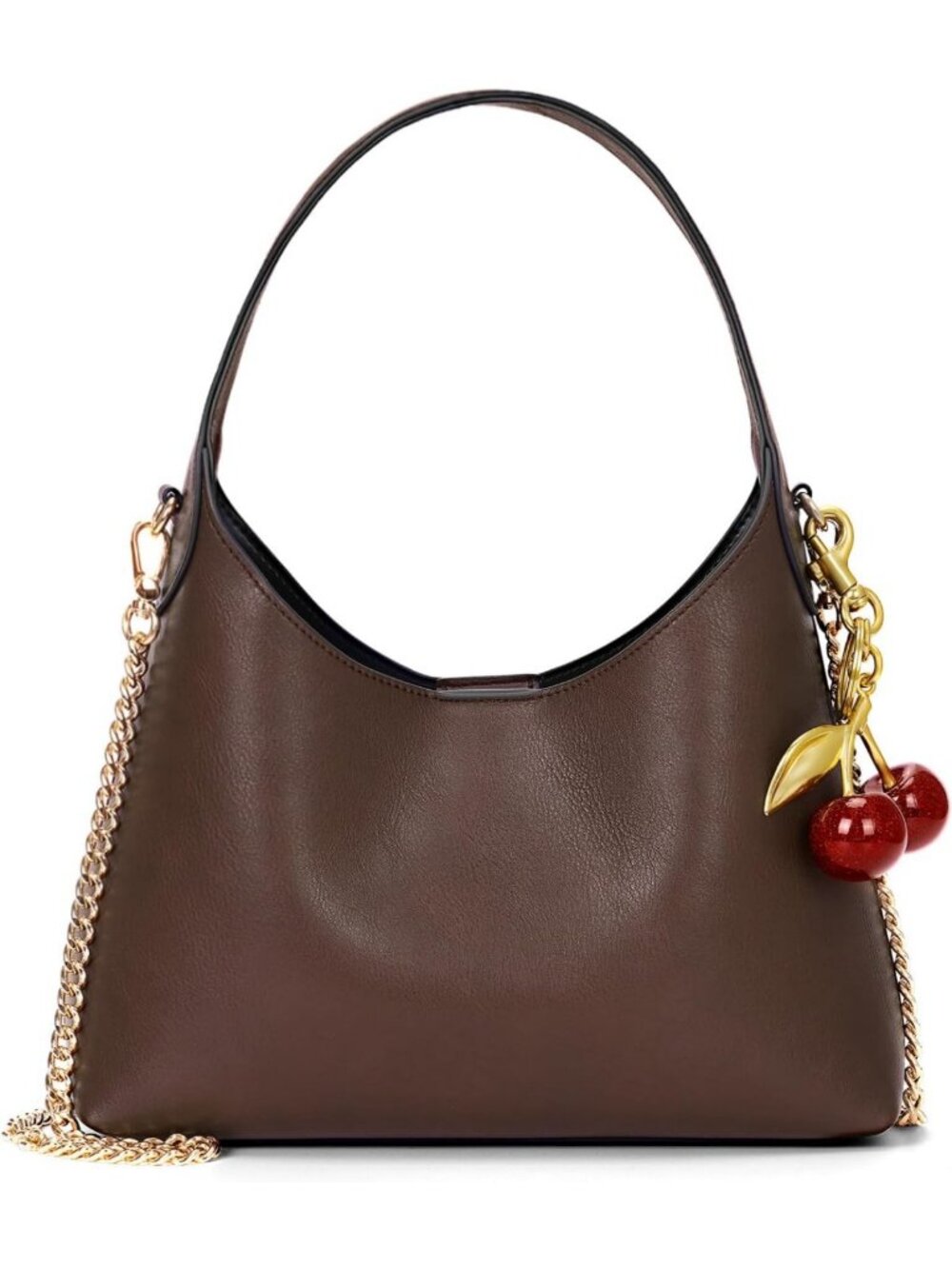 Trendy Small Faux Leather Hobo Bag for Women - Cherry Crossbody Tote Purse